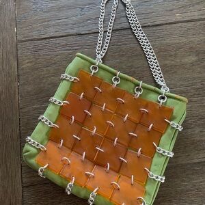 Vintage 1960’s Green and Orange Chain Strap Bag Made In Italy
